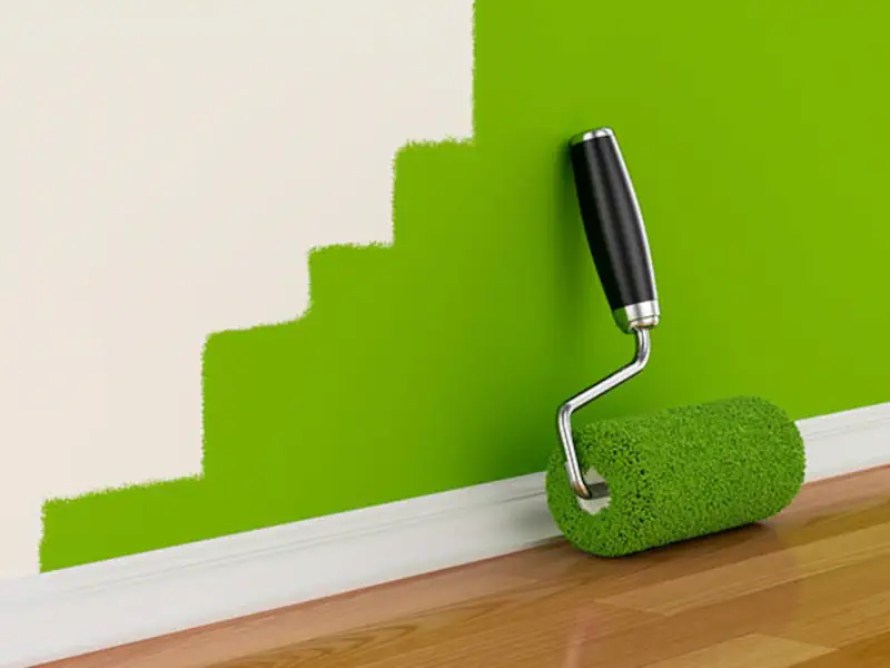 Peinture d'un mur au rouleau