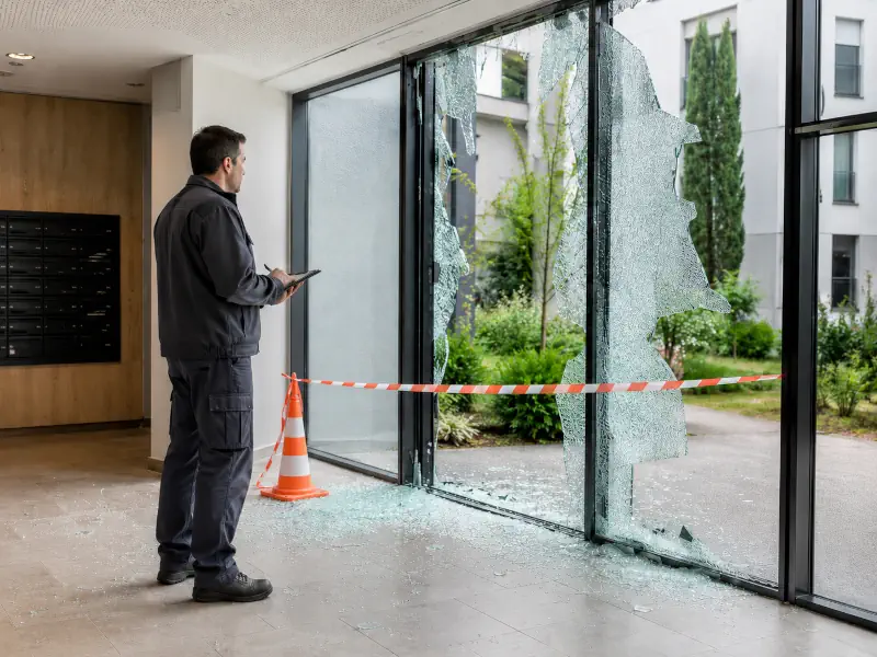 Constat de situation urgente et balisage de sécurité dans un immeuble vandalisé