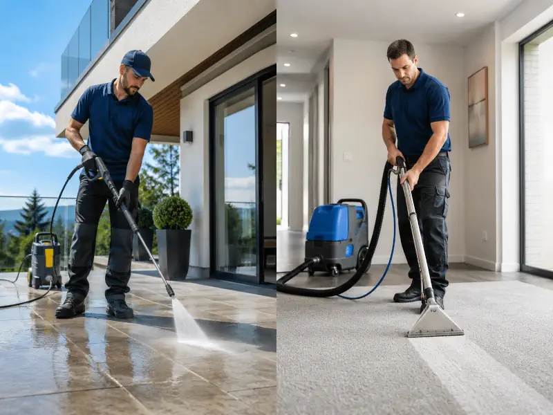 Nettoyage haute pression terrasse et injection extraction sur moquette