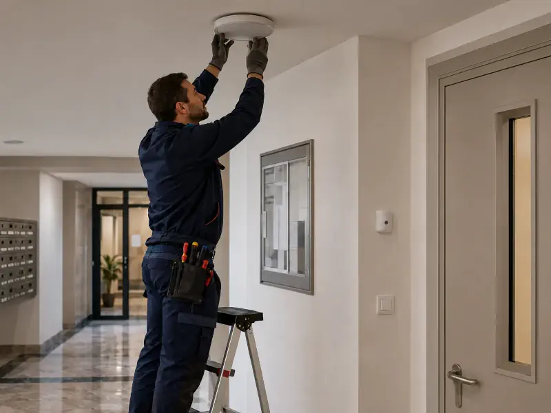 Remplacement d'un éclairage au plafond à l'intérieur d'un hall